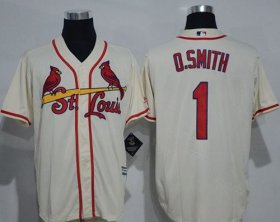 Wholesale Cheap Cardinals #1 Ozzie Smith Cream New Cool Base Stitched MLB Jersey