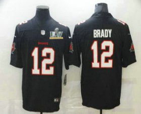 Wholesale Men\'s Tampa Bay Buccaneers #12 Tom Brady Black 2021 Super Bowl LV Vapor Untouchable Stitched NFL Nike Limited Jersey