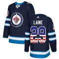 Wholesale Cheap Adidas Jets #29 Patrik Laine Navy Blue Home Authentic USA Flag Stitched NHL Jersey