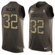 Wholesale Cheap Nike Chiefs #32 Marcus Allen Green Men's Stitched NFL Limited Salute To Service Tank Top Jersey