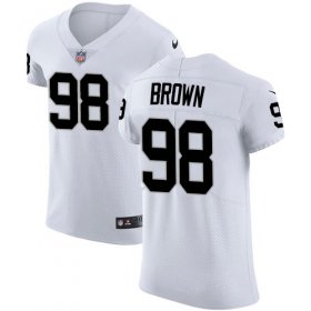Wholesale Cheap Nike Raiders #98 Trent Brown Hankins White Men\'s Stitched NFL Vapor Untouchable Elite Jersey