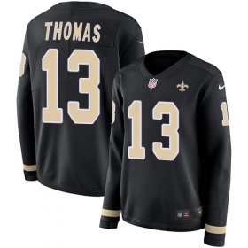 Wholesale Cheap Nike Saints #13 Michael Thomas Black Team Color Women\'s Stitched NFL Limited Therma Long Sleeve Jersey