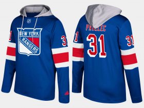 Wholesale Cheap Rangers #31 Ondrej Pavelec Blue Name And Number Hoodie