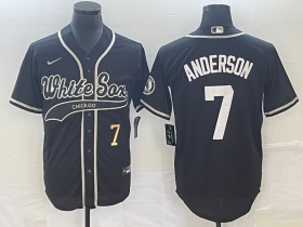 Wholesale Cheap Men\'s Chicago White Sox #7 Tim Anderson Number Black Cool Base Stitched Baseball Jersey