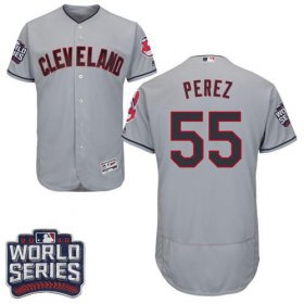 Wholesale Cheap Indians #55 Roberto Perez Grey Flexbase Authentic Collection 2016 World Series Bound Stitched MLB Jersey