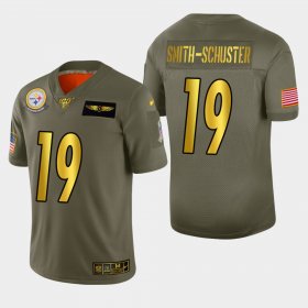 Wholesale Cheap Nike Steelers #19 JuJu Smith-Schuster Men\'s Olive Gold 2019 Salute to Service NFL 100 Limited Jersey