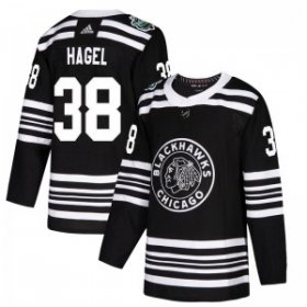 Wholesale Cheap Men\'s Chicago Blackhawks #38 Brandon Hagel Adidas Authentic 2019 Winter Classic Black Jersey