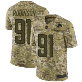 Wholesale Cheap Nike Lions #91 A\'Shawn Robinson Camo Men\'s Stitched NFL Limited 2018 Salute To Service Jersey