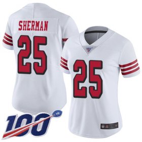Wholesale Cheap Nike 49ers #25 Richard Sherman White Rush Women\'s Stitched NFL Limited 100th Season Jersey