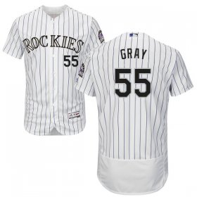 Wholesale Cheap Rockies #55 Jon Gray White Strip Flexbase Authentic Collection Stitched MLB Jersey