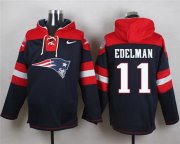 Wholesale Cheap Nike Patriots #11 Julian Edelman Navy Blue Player Pullover NFL Hoodie