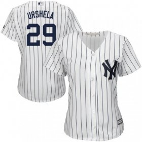 Wholesale Cheap Yankees #29 Gio Urshela White Strip Home Women\'s Stitched MLB Jersey