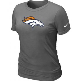 Wholesale Cheap Women\'s Nike Denver Broncos Logo NFL T-Shirt Dark Grey