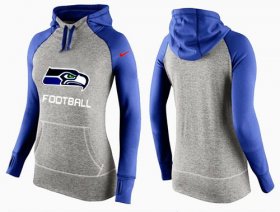 Wholesale Cheap Women\'s Nike Seattle Seahawks Performance Hoodie Grey & Blue