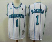 Wholesale Cheap Men's Charlotte Hornets #1 Muggsy Bogues 1992-93 White Hardwood Classics Soul Swingman Throwback Jersey With Adidas