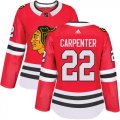 Wholesale Cheap Adidas Blackhawks #22 Ryan Carpenter Red Home Authentic Women's Stitched NHL Jersey