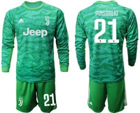 Wholesale Cheap Juventus #21 Pinsoglio Green Goalkeeper Long Sleeves Soccer Club Jersey