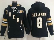 Wholesale Cheap Anaheim Ducks #8 Teemu Selanne Black Women's Old Time Heidi NHL Hoodie
