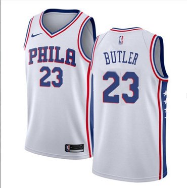 Wholesale Cheap Men's Philadelphia 76ers #23 Jimmy Butler Cream NEW White Jersey