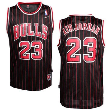 Wholesale Cheap Chicago Bulls #23 Air Jordan Nickname Black Pinstripe Swingman Throwback Jersey