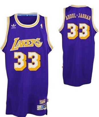 Wholesale Cheap Los Angeles Lakers #33 Kareem Abdul-Jabbar Purple Swingman Throwback Jersey