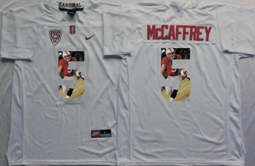 Wholesale Cheap Stanford Cardinal 5 Christian McCaffrey White Portrait Number College Jersey