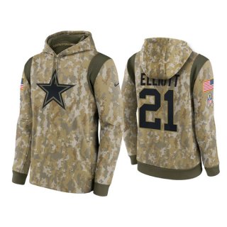 Wholesale Cheap Men's Dallas Cowboys #7 Trevon Diggs Camo 2021 Salute To Service Therma Performance Pullover Hoodie