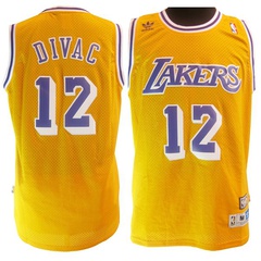 Wholesale Cheap Los Angeles Lakers #12 Vlade Divac Yellow Swingman Throwback Jersey
