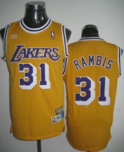 Wholesale Cheap Los Angeles Lakers #31 Kurt Rambis Yellow Swingman Throwback Jersey