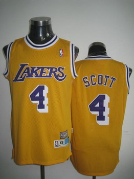 Wholesale Cheap Los Angeles Lakers #4 Byron Scott Yellow Swingman Throwback Jersey