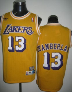 Wholesale Cheap Los Angeles Lakers #13 Wilt Chamberlain Yellow Swingman Throwback Jersey