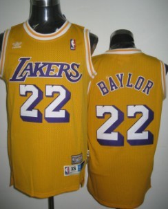 Wholesale Cheap Los Angeles Lakers #22 Elgin Baylor Yellow Swingman Throwback Jersey