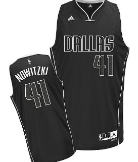 Wholesale Cheap Dallas Mavericks #41 Dirk Nowitzki All Black With White Swingman Jersey