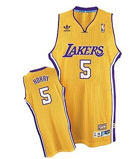 Wholesale Cheap Los Angeles Lakers #5 Robert Horry Yellow Swingman Throwback Jersey