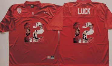 Wholesale Cheap Stanford Cardinal 12 Andrew Luck Red Portrait Number College Jersey