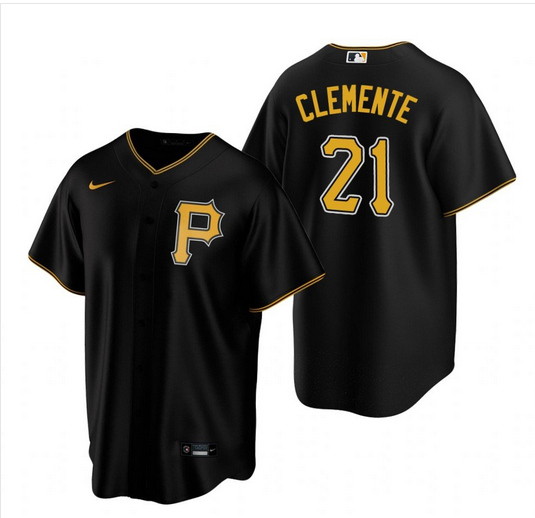 Wholesale Cheap Men's Pittsburgh Pirates #21 Roberto Clemente Black Stitched MLB Cool Base Nike Jersey