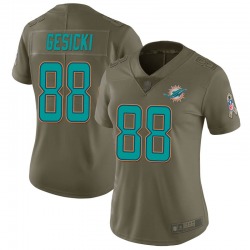 Wholesale Cheap Women\'s Miami Dolphins #88 Mike Gesicki Limited Green 2017 Salute to Service Jersey