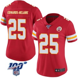 Wholesale Cheap Women\'s Nike Kansas City Chiefs #25 Clyde Edwards-Helaire Limited Red 100th Vapor Jersey