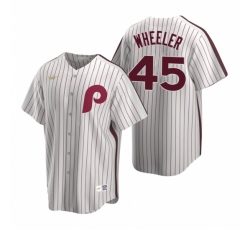 Wholesale Cheap Mens Nike Philadelphia Phillies 45 Zack Wheeler White Cooperstown Collection Home Stitched Baseball Jersey