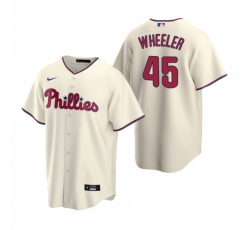 Wholesale Cheap Mens Nike Philadelphia Phillies 45 Zack Wheeler Cream Alternate Stitched Baseball Jersey
