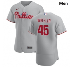 Wholesale Cheap Philadelphia Phillies 45 Zack Wheeler Men Nike Gray Road 2020 Authentic Player MLB Jersey