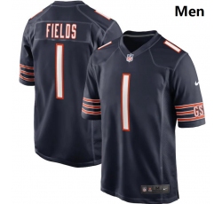 Wholesale Cheap Men Nike Chicago Bears #1 Justin Fields Navy 2021 NFL Draft First Round Pick Game Jersey