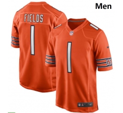 Wholesale Cheap Men Nike Chicago Bears #1 Justin Fields Orange 2021 NFL Draft First Round Pick Alternate Game Jersey