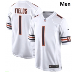 Wholesale Cheap Men Nike Chicago Bears #1 Justin Fields White 2021 NFL Draft First Round Pick Game Jersey