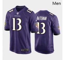 Wholesale Cheap Men Baltimore Ravens #13 Rashod Bateman Purple White Black 2021 Draft Jersey