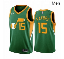 Wholesale Cheap Men Utah Jazz 15 Derrick Favors Green NBA Swingman 2020 21 Earned Edition Jersey