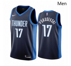 Wholesale Cheap Men Oklahoma City Thunder 17 Aleksej Pokusevski Navy NBA Swingman 2020 21 Earned Edition J