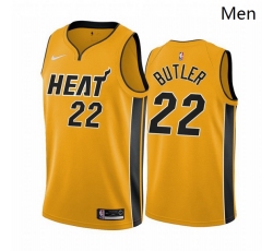 Wholesale Cheap Men Miami Heat 22 Jimmy Butler Yellow NBA Swingman 2020 21 Earned Edition Jersey