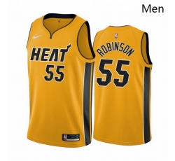 Wholesale Cheap Men Miami Heat 55 Duncan Robinson Yellow NBA Swingman 2020 21 Earned Edition Jersey