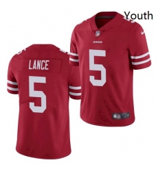 Wholesale Cheap Youth San Francisco 49ers #5 Trey Lance Jersey Scarlet 2021 Limited Football